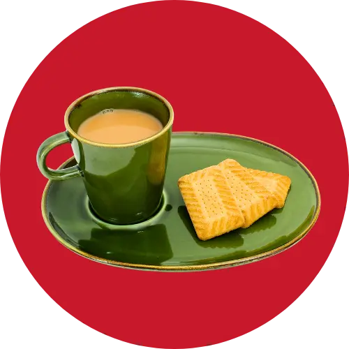 Builders tea mug with biscuits