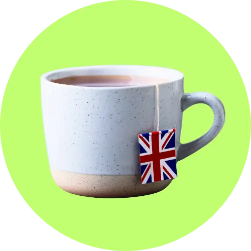 Strong tea with bag left in mug